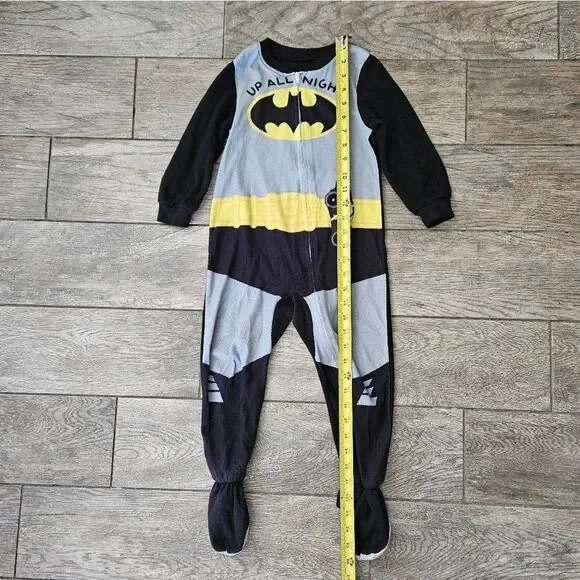 DC Comics Batman Kids One Piece Pajama Black and Gray - Picture 2 of 7